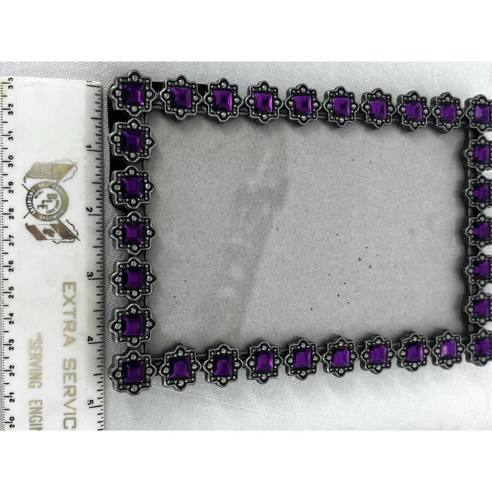 Olivia & Gracie Purple Rhinestone Jeweled Photo Frames 4x6 Set of 2 Y2K Glam